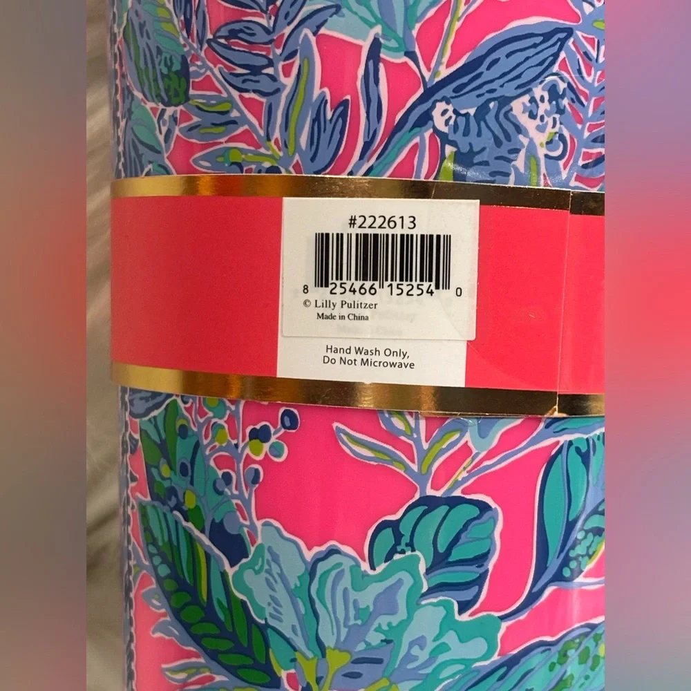 Lily Pulitzer Pink Floral Tumbler with Straw 24 Oz NWT
